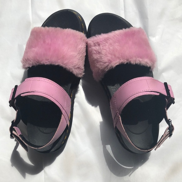 Dr. Martens Shoes - Doc Marten pink fuzzy sandals